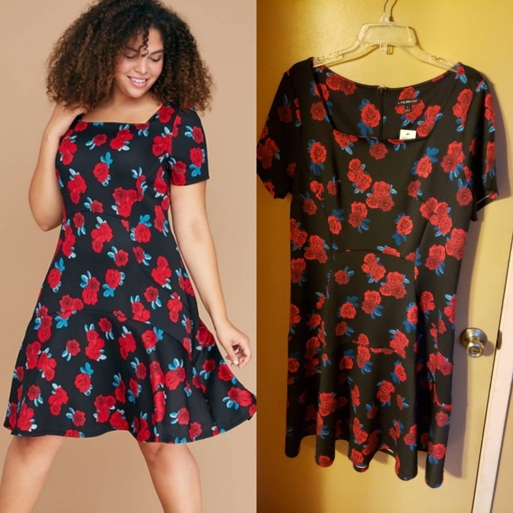 Lane Bryant size 16 black floral mini dress